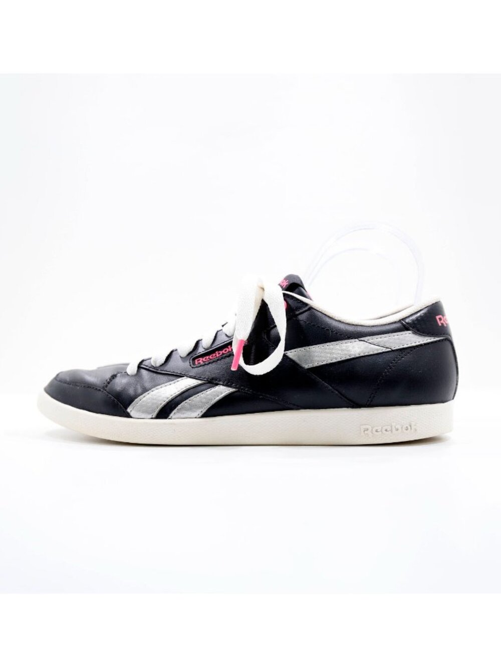 Reebok Fabulista Classic Black & Silver Leather Low Top Sneakers - Women's 9.5